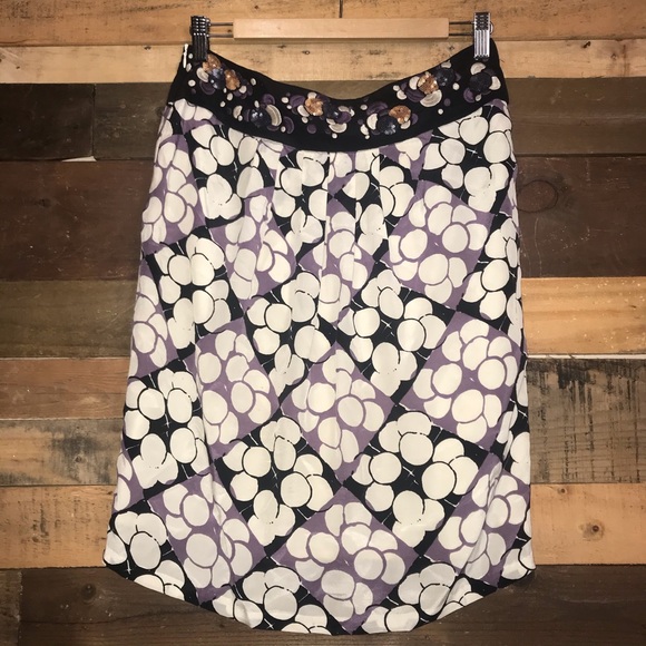 Anthro Floreat Silk Embroidered Beaded Sequin Bubbles Skirt - Picture 3 of 10